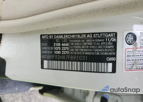 2007 Mercedes-Benz C 280 4Matic from USA, damaged, VIN WDBRF92HX7F891031